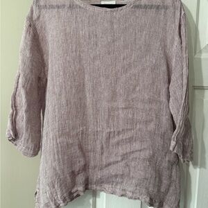 PureJill Purple Relaxed Linen Tunic Top